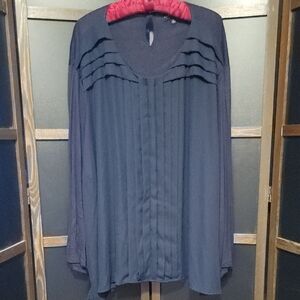 Ryan Wythe Elegant Women's Blue Pleated Blouse